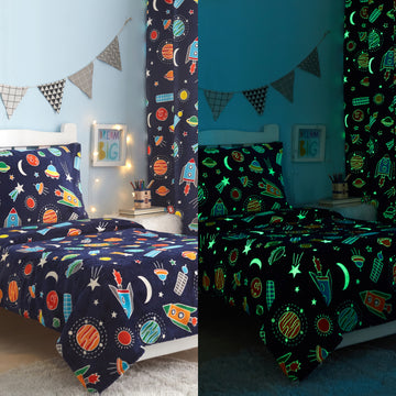 Ramesses 3 Pcs Kids Glow In The Dark Bedroom SET/Galaxy Warm Blanket - Ander Home