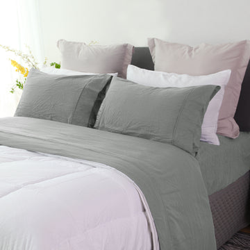 RAMESSES Pebble Wash Linen Alternative Sheet SET/All Season Bedding - Ander Home