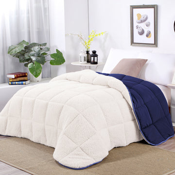 Shangri-La 3pcs Winter Warm Sherpa Fleece Reversible Comforter Set - Ander Home