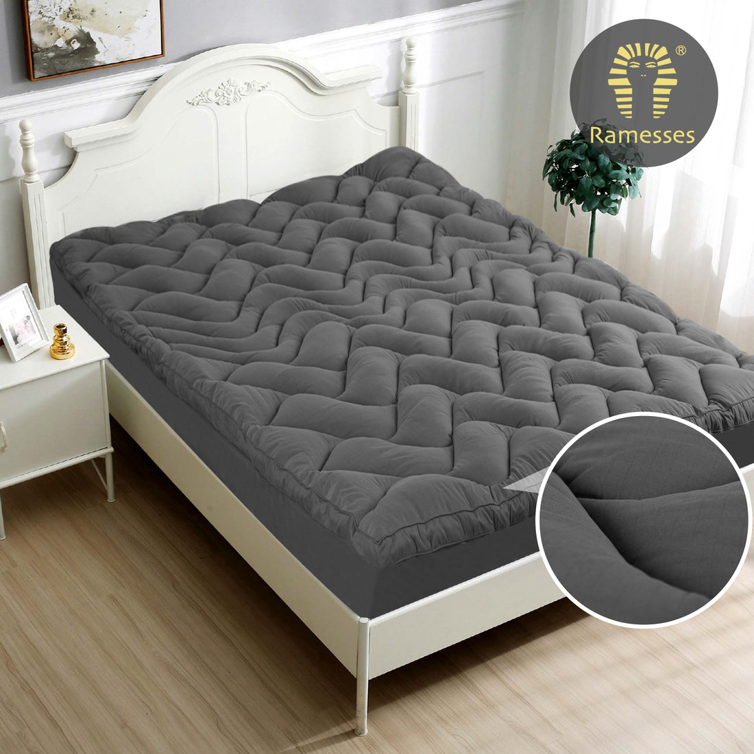 Ramesses 1000GSM Charcoal Mattress Topper - Ander Home