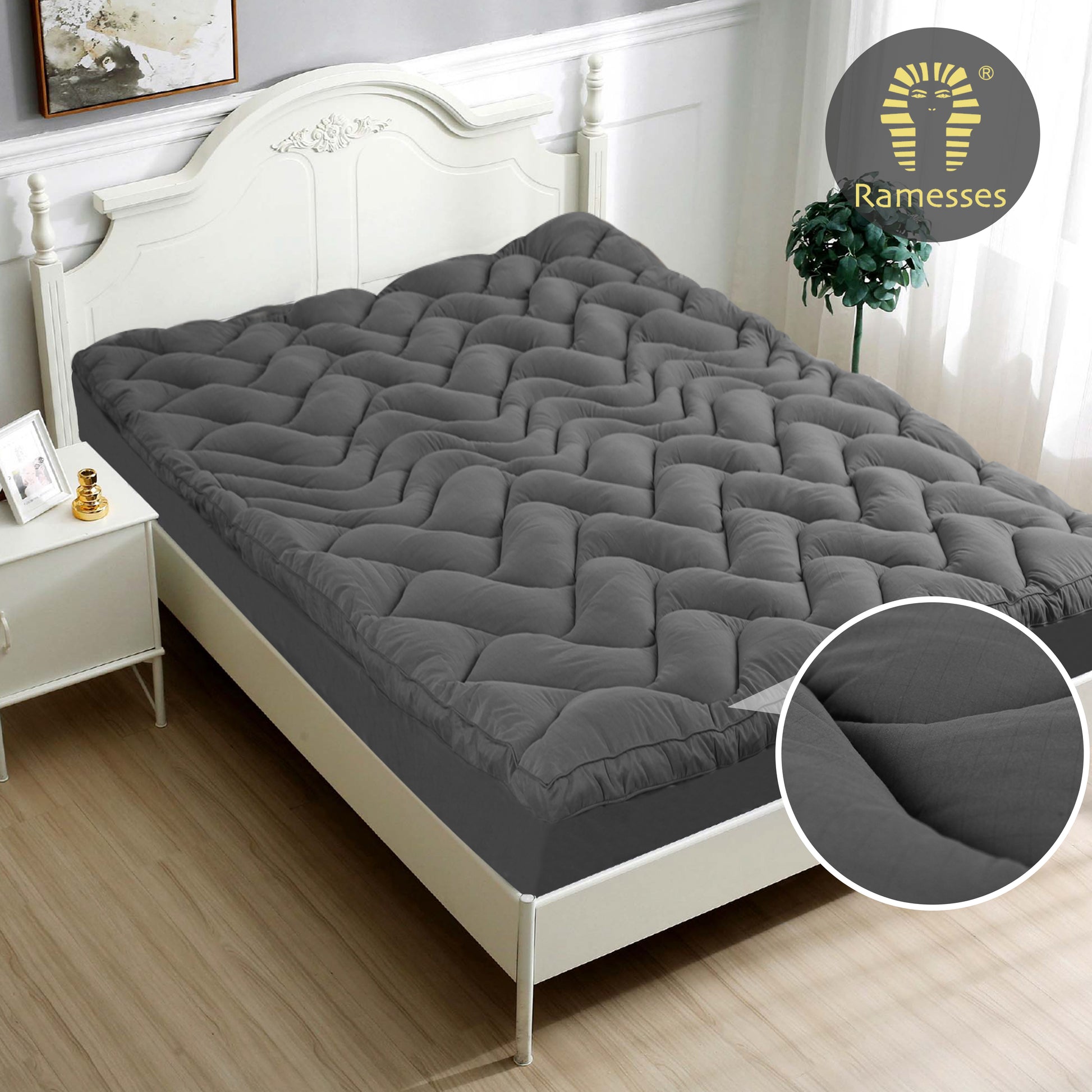 Ramesses 1000GSM Charcoal Mattress Topper - Ander Home
