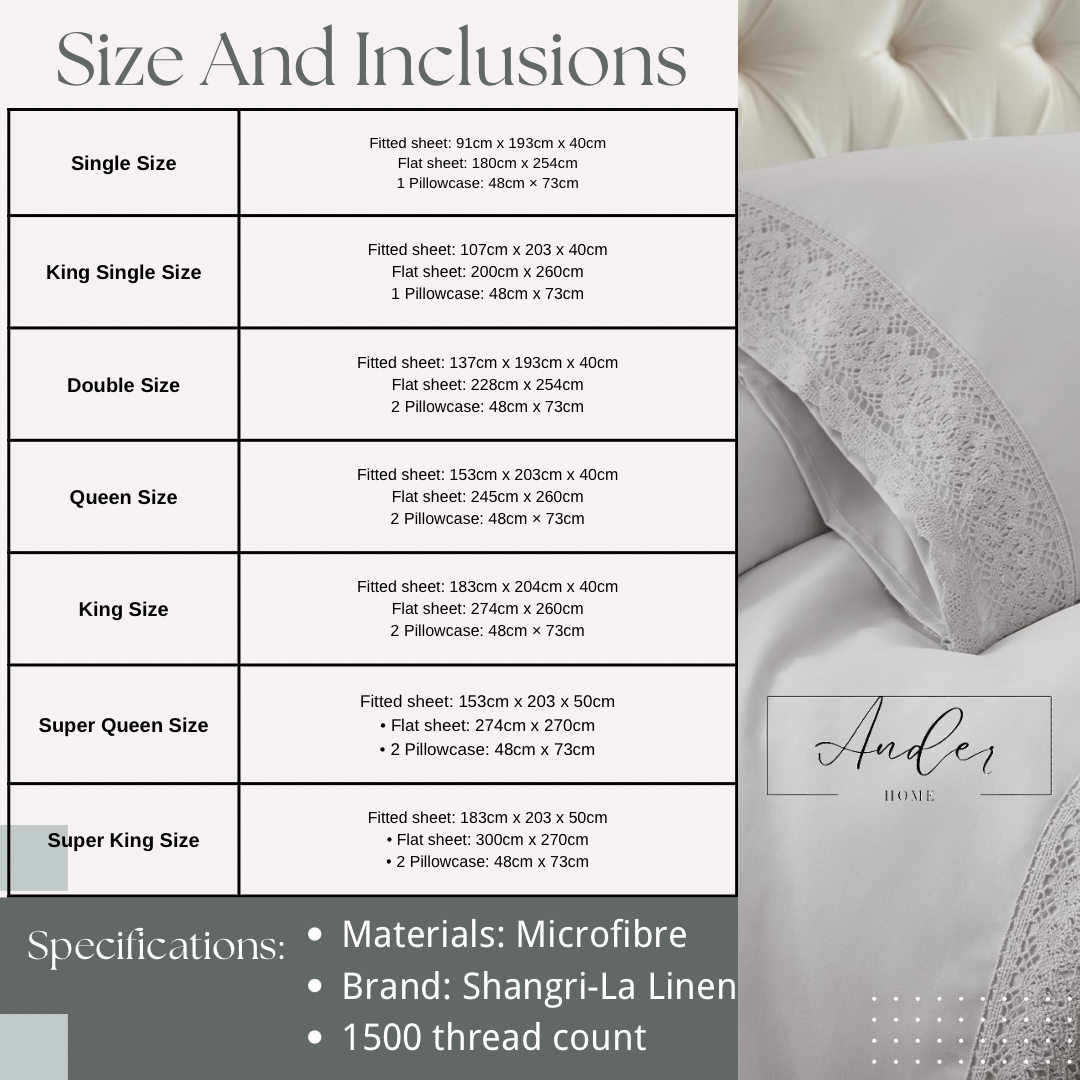 1500TC Crochet Lace Cooling Sheet SET/Ultra Soft/Highly Absorbent - Ander Home