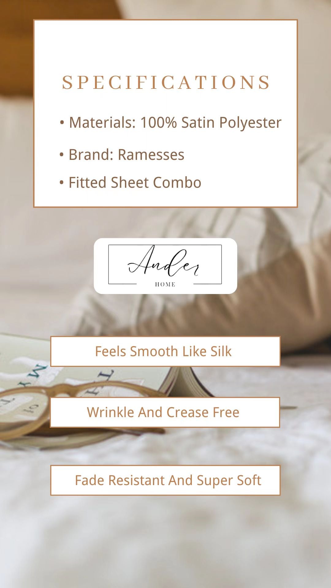 Ramesses Casablanca Premium Silken Touch Satin Fitted Sheet Set And Pillowcase - Ander Home