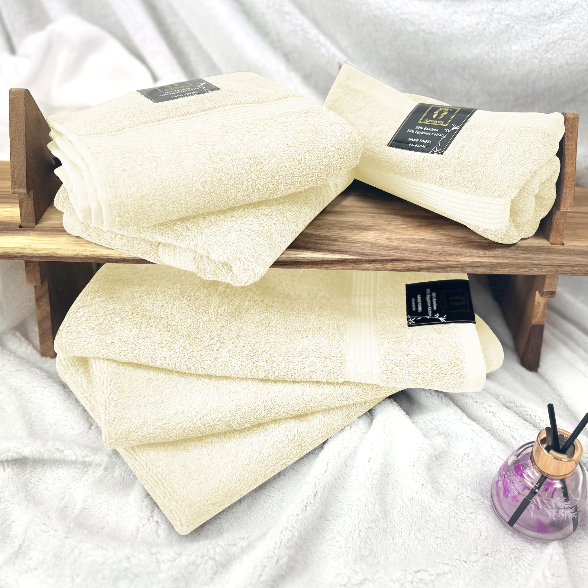 Ramesses 6 Piece Ultra-Soft Antibacterial Bamboo-Cotton Hand Towels - Ander Home
