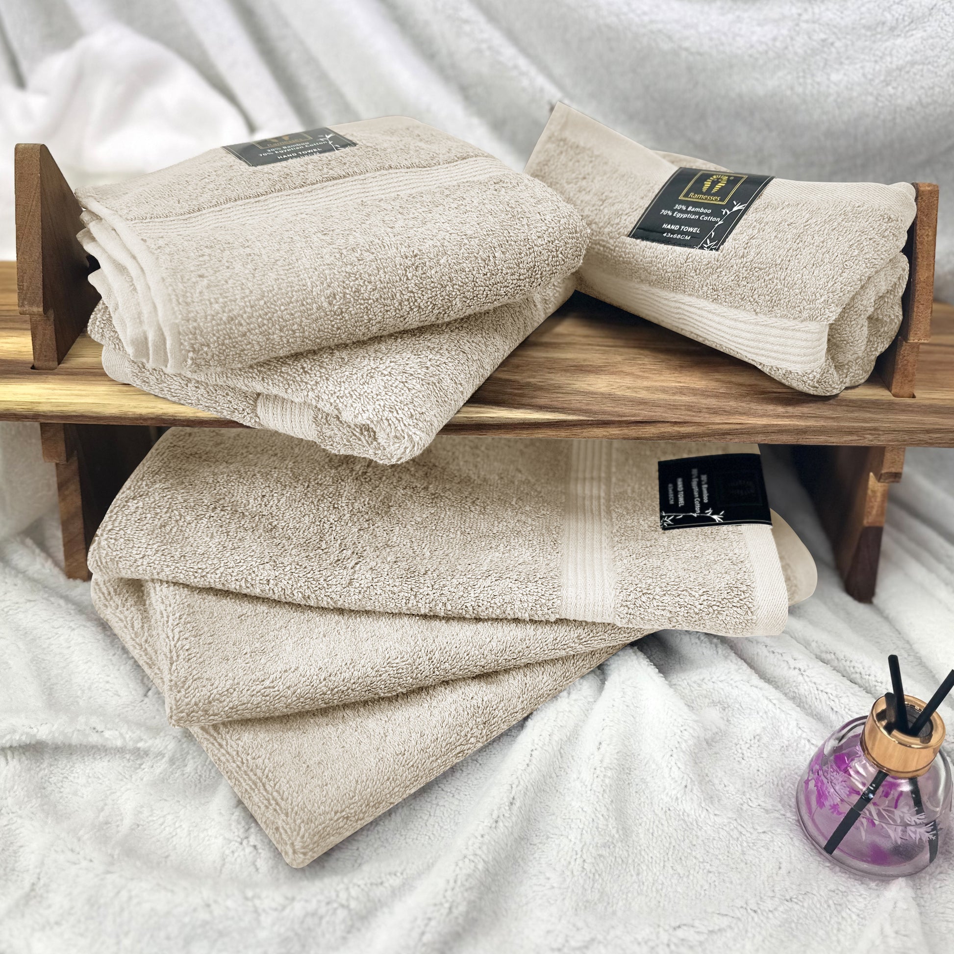 Ramesses 6 Piece Ultra-Soft Antibacterial Bamboo-Cotton Hand Towels - Ander Home