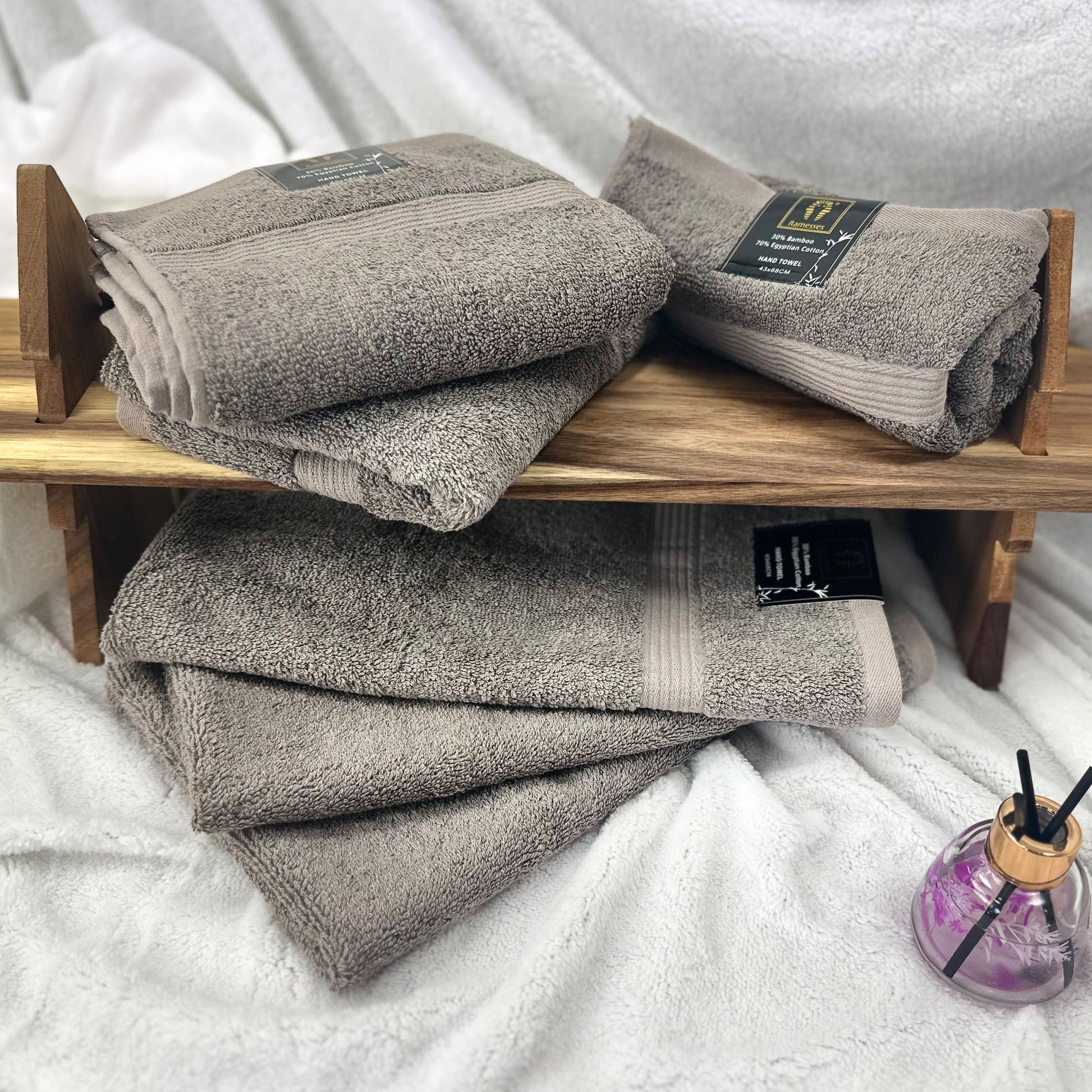Ramesses 6 Piece Ultra-Soft Antibacterial Bamboo-Cotton Hand Towels - Ander Home