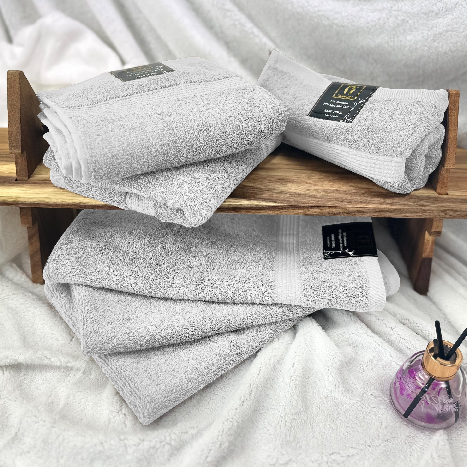 Ramesses 6 Piece Ultra-Soft Antibacterial Bamboo-Cotton Hand Towels - Ander Home