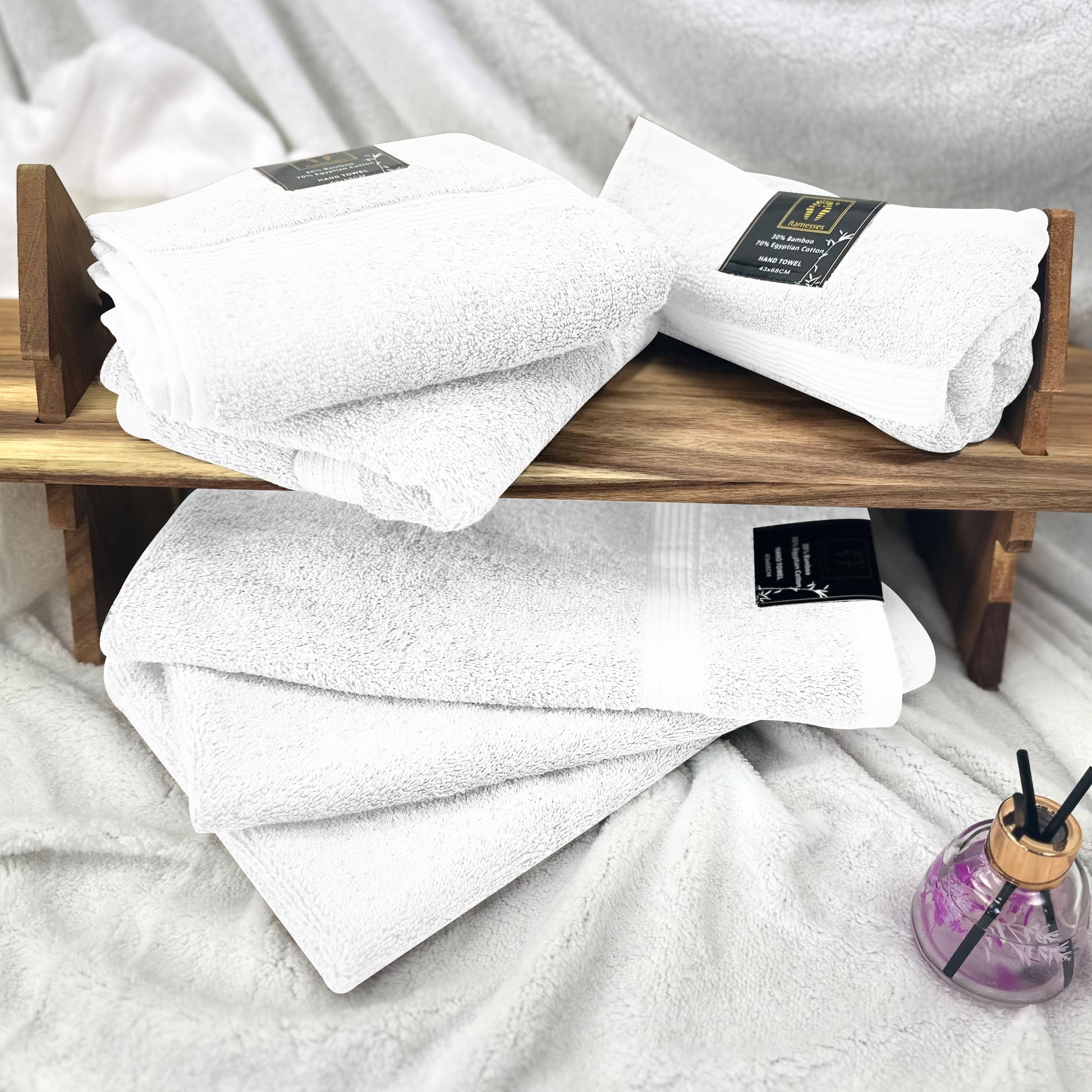 Ramesses 6 Piece Ultra-Soft Antibacterial Bamboo-Cotton Hand Towels - Ander Home