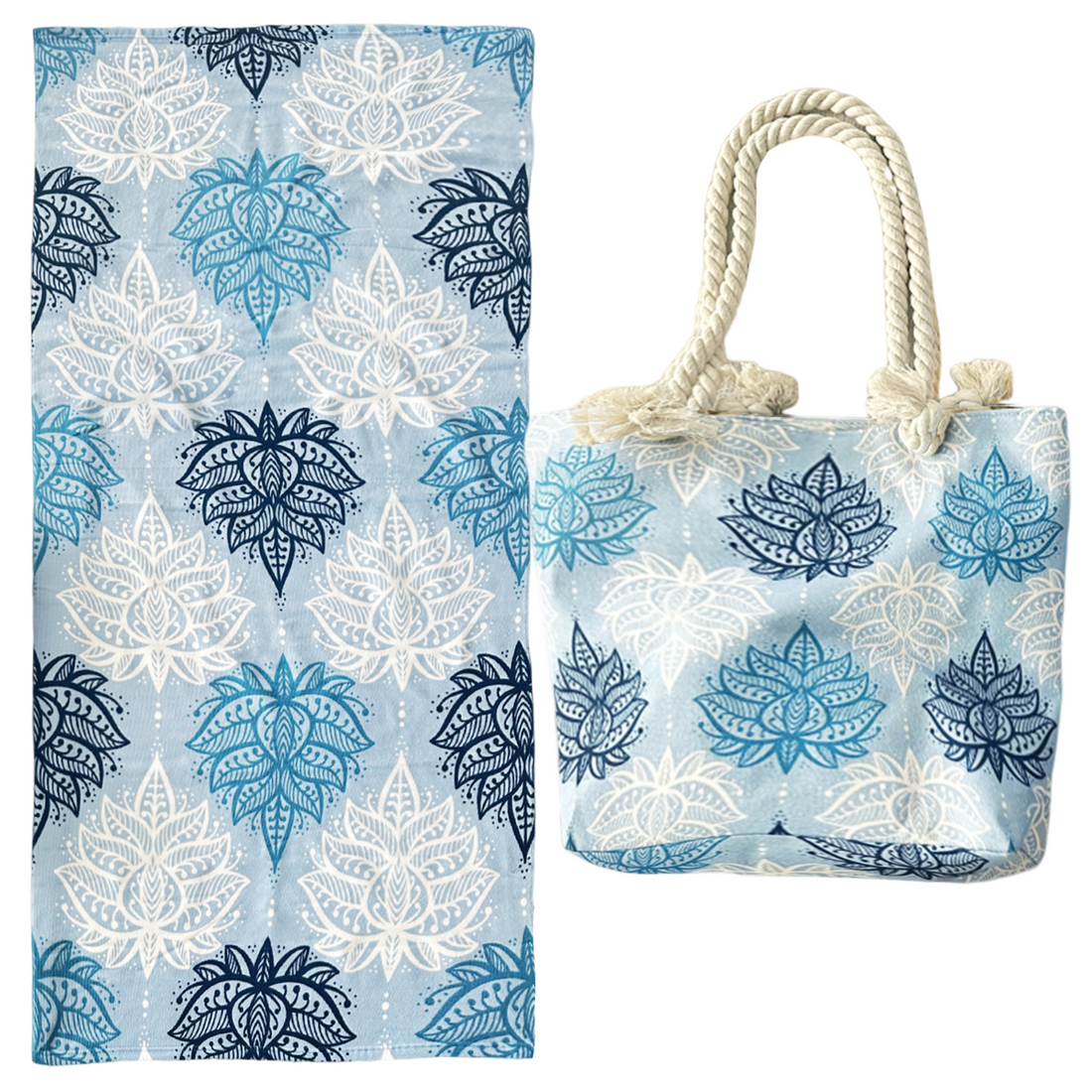 Ramesses Printed Velour Beach Pack/Beach Towel With Tote Bag/Soft And Absorbent - Ander Home