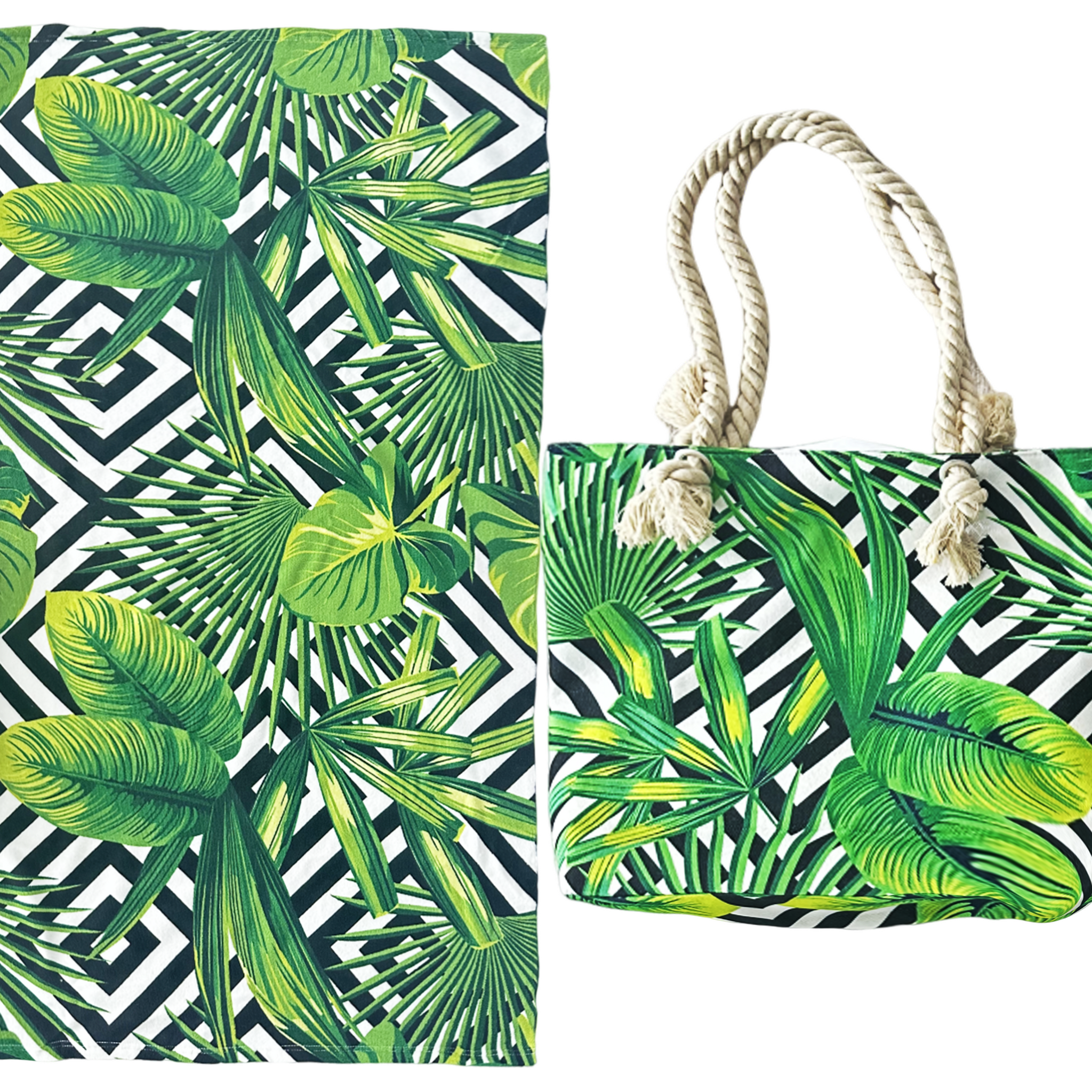 Ramesses Printed Velour Beach Pack/Beach Towel With Tote Bag/Soft And Absorbent - Ander Home