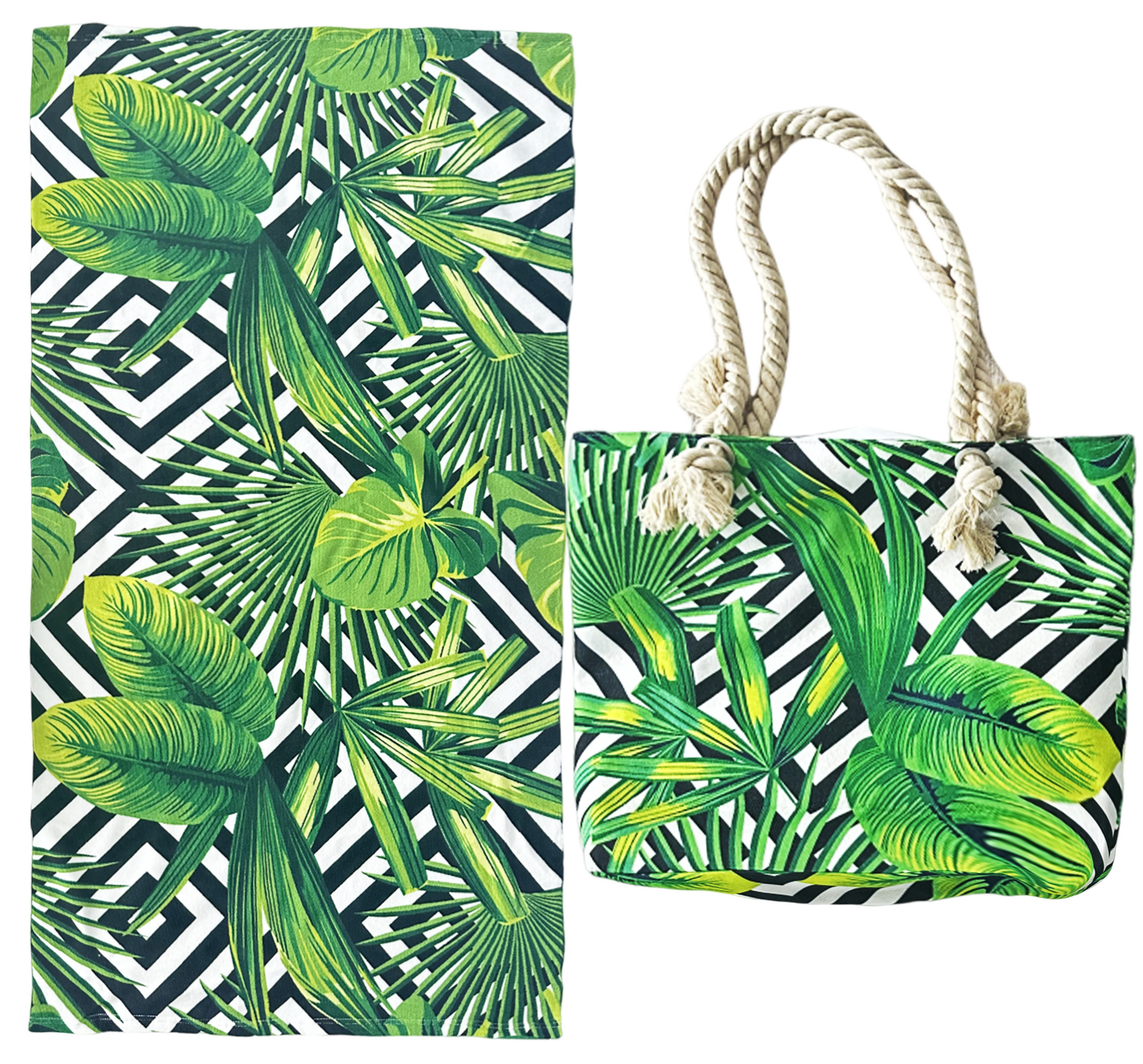 Ramesses Printed Velour Beach Pack/Beach Towel With Tote Bag/Soft And Absorbent - Ander Home