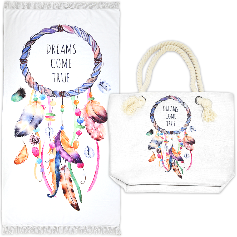 Ramesses Printed Velour Beach Pack/Beach Towel With Tote Bag/Soft And Absorbent - Ander Home