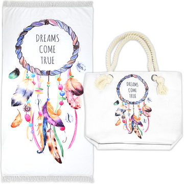 Ramesses Printed Velour Beach Pack/Beach Towel With Tote Bag/Soft And Absorbent - Ander Home