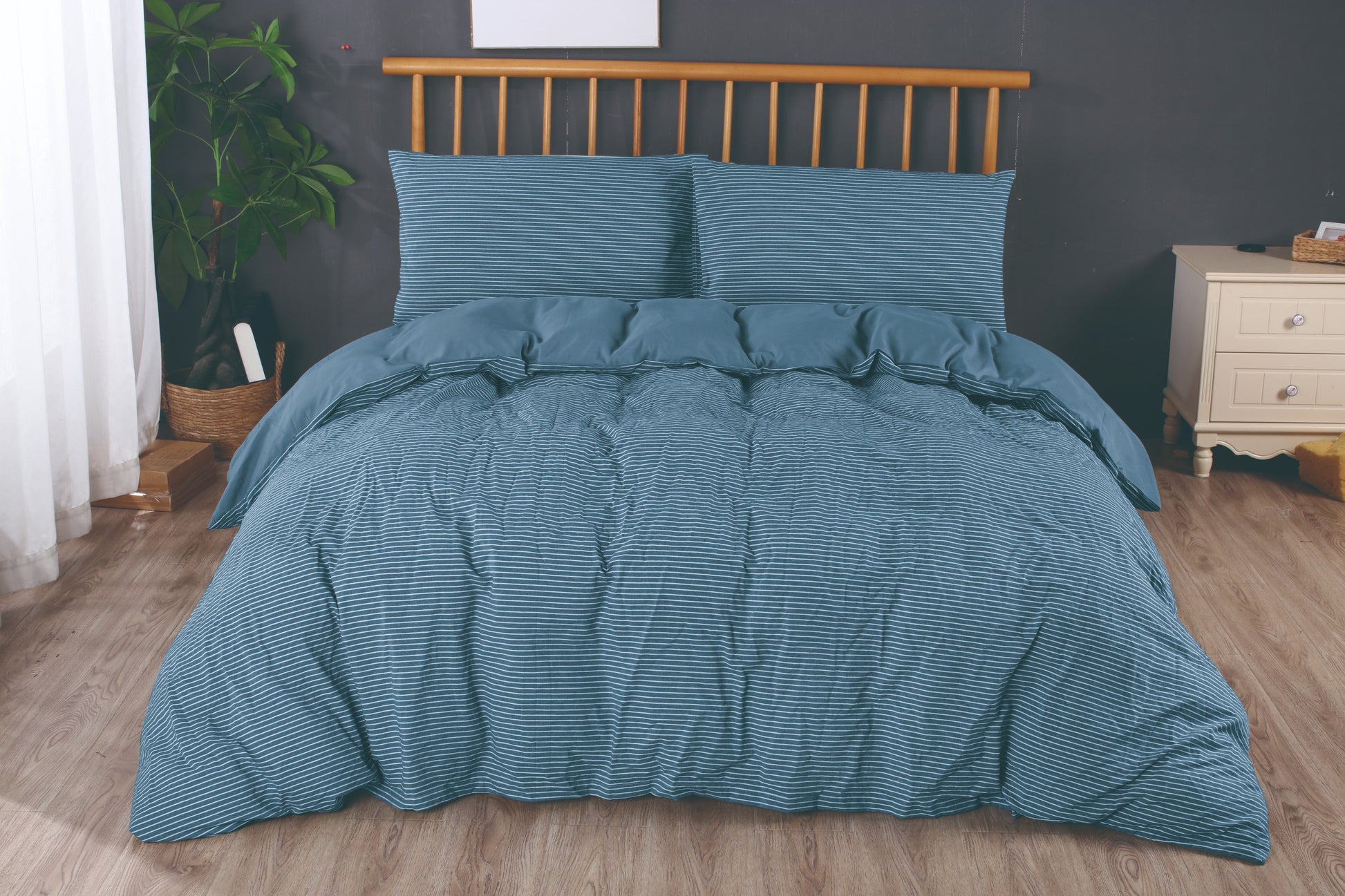 Ramesses Yarn Dyed Stone Wash Cotton Duvet Cover Set - Ander Home