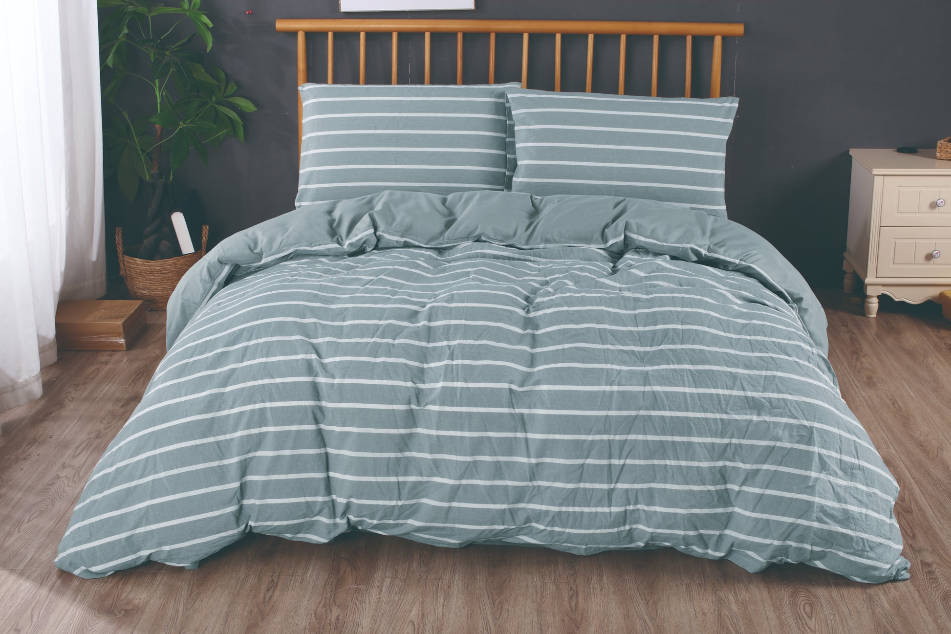 Ramesses Yarn Dyed Stone Wash Cotton Duvet Cover Set - Ander Home
