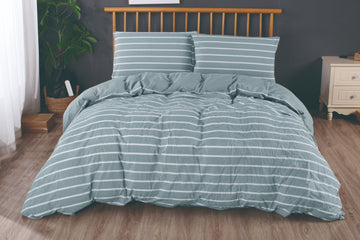 Ramesses Yarn Dyed Stone Wash Cotton Duvet Cover Set - Ander Home