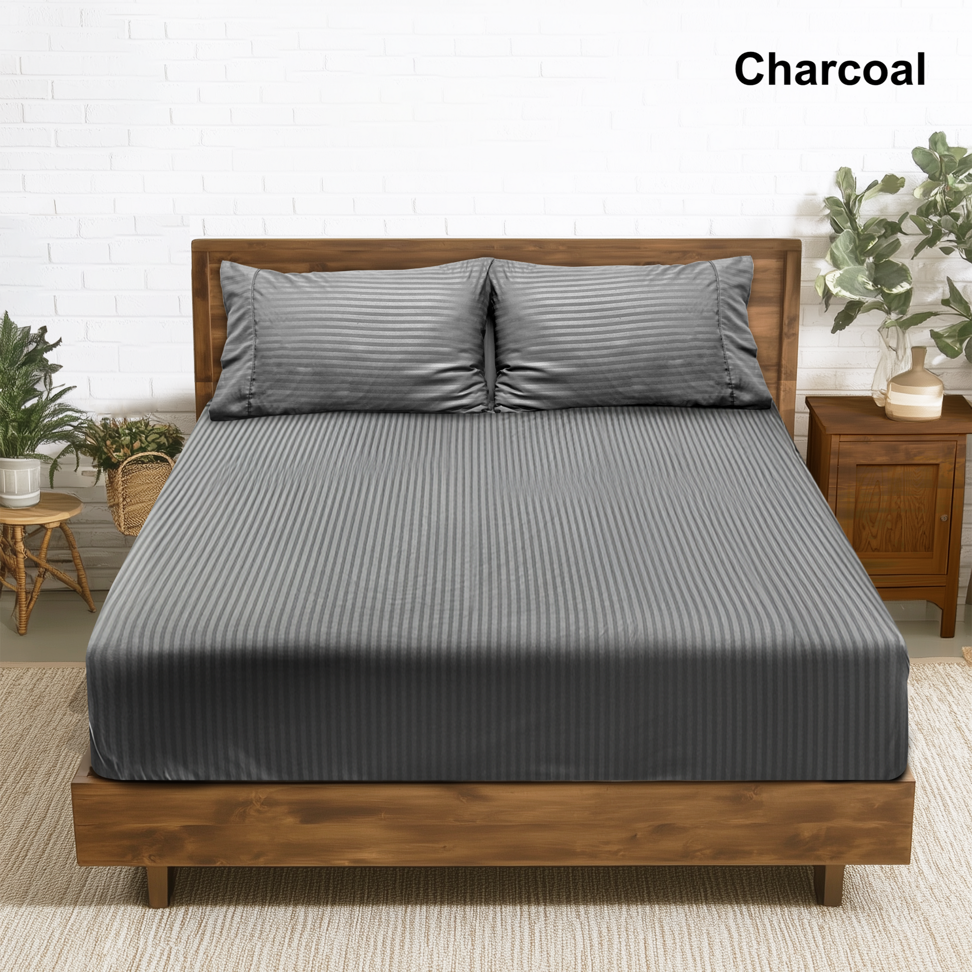 Ramesses Hotel Quality Jacquard Cooling Bamboo Blend Fitted Sheet Set - Ander Home