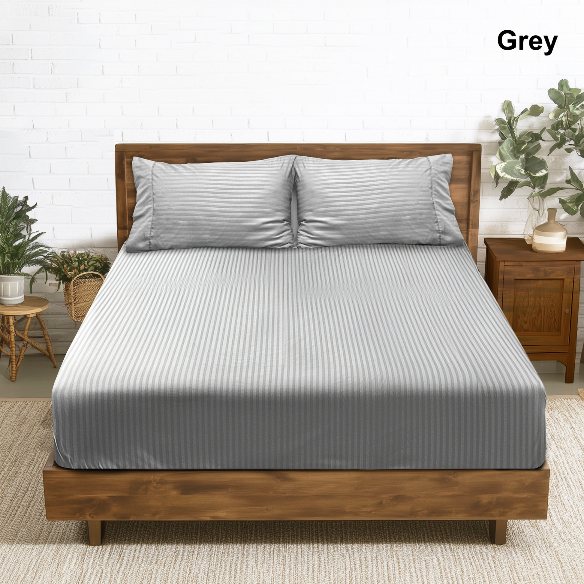Ramesses Hotel Quality Jacquard Cooling Bamboo Blend Fitted Sheet Set - Ander Home