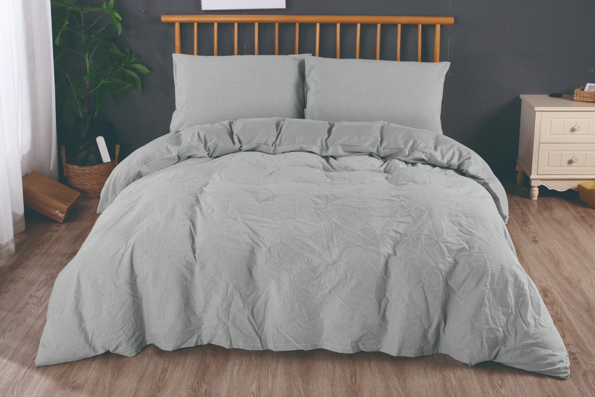 Ramesses Yarn Dyed Stone Wash Cotton Duvet Cover Set - Ander Home