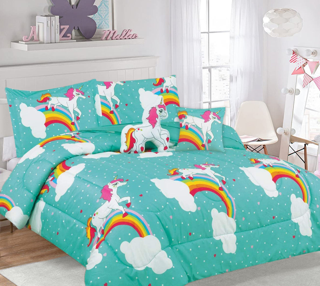 RAMESSES All Season Kids Unicorn Comforter SET/5Pcs Children Bedding SET//Single/Double - Ander Home