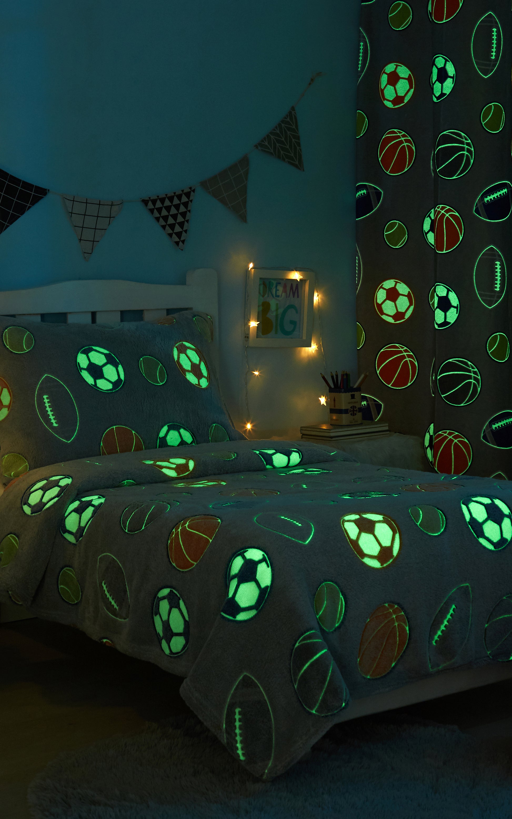 Ramesses 3 Pcs Kids Glow In The Dark Bedroom SET/Soccer Ball Warm Blanket - Ander Home