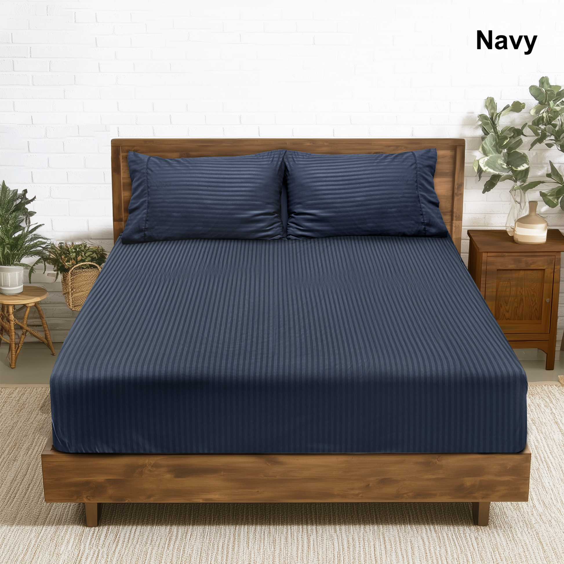 Ramesses Hotel Quality Jacquard Cooling Bamboo Blend Fitted Sheet Set - Ander Home