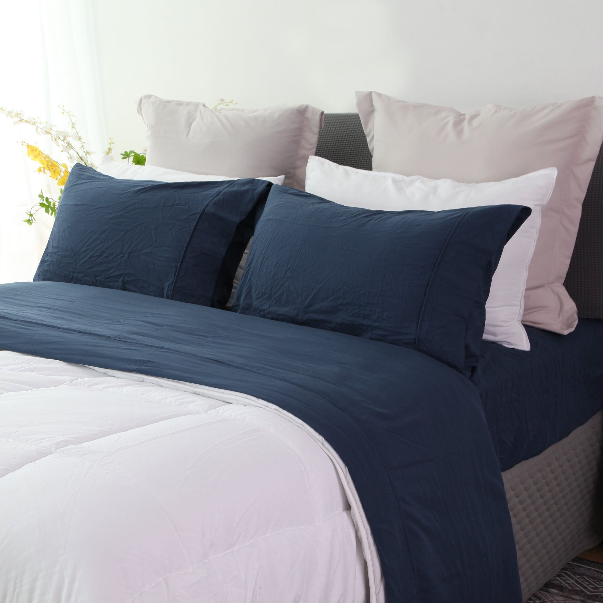 RAMESSES Pebble Wash Linen Alternative Sheet SET/All Season Bedding - Ander Home