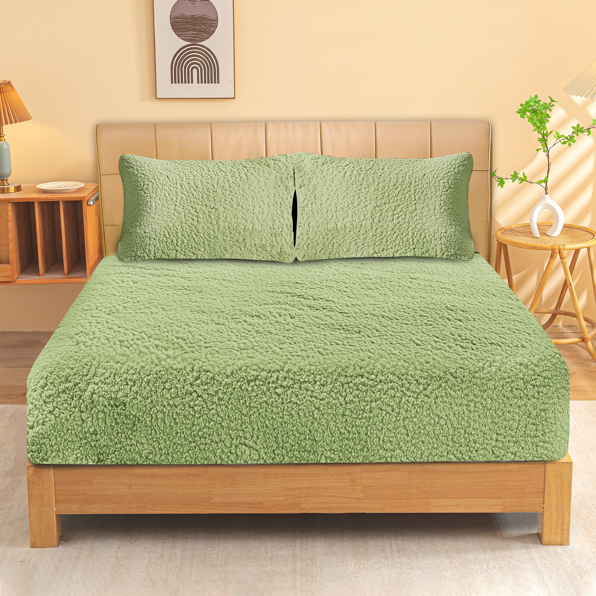 Ramesses Winter Warm Sherpa Fleece Fitted Sheet Combo Set - Ander Home