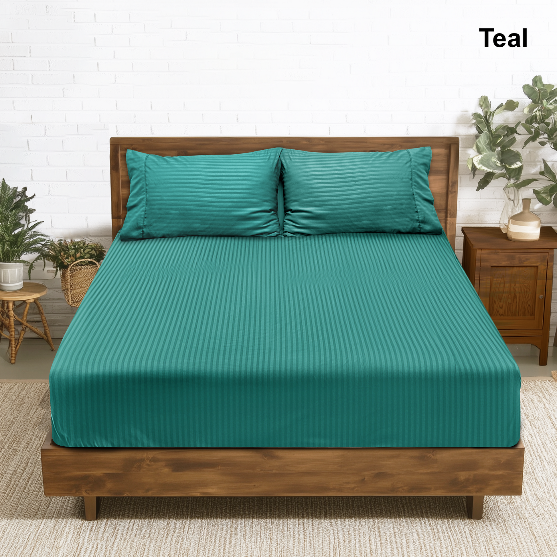 Ramesses Hotel Quality Jacquard Cooling Bamboo Blend Fitted Sheet Set - Ander Home