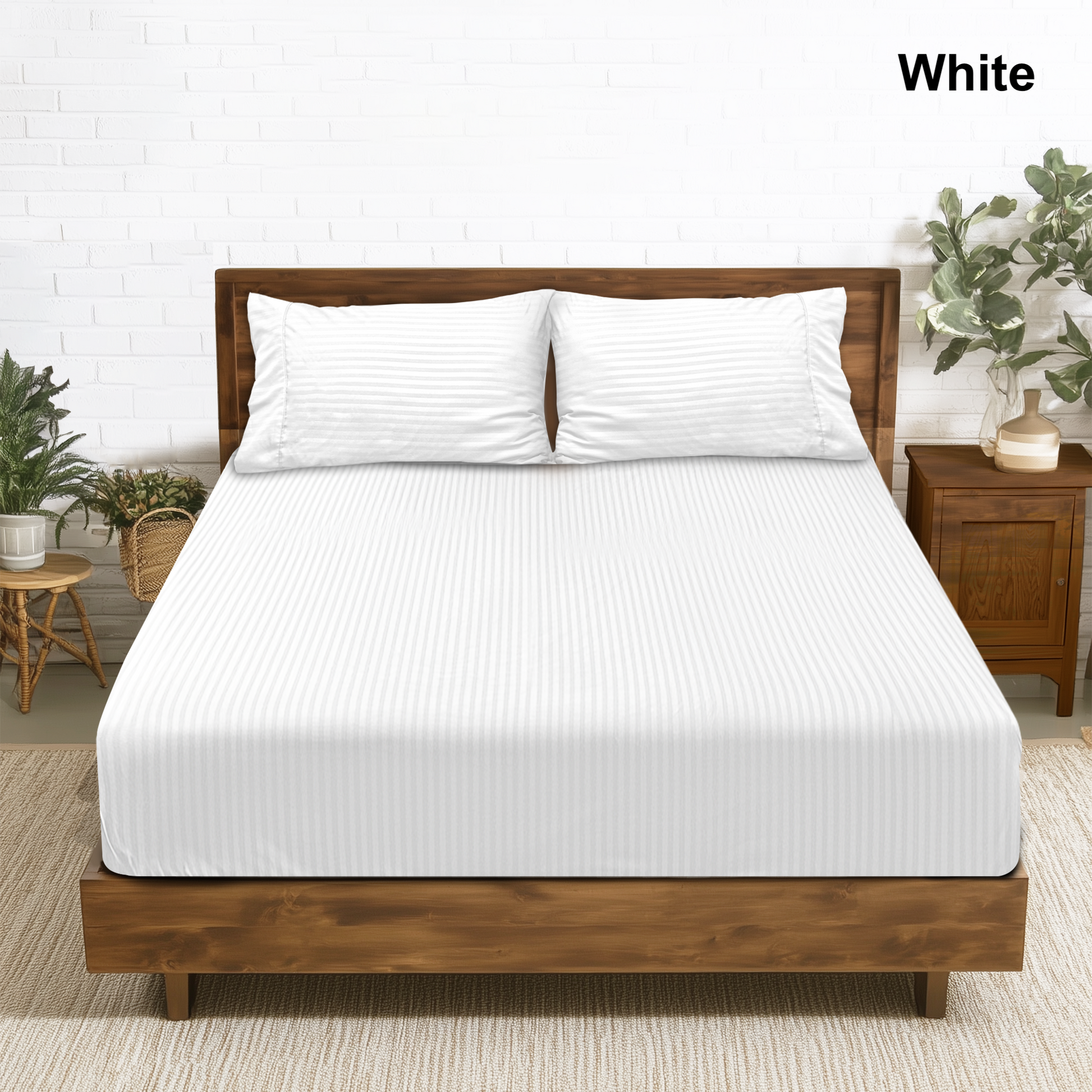 Ramesses Hotel Quality Jacquard Cooling Bamboo Blend Fitted Sheet Set - Ander Home