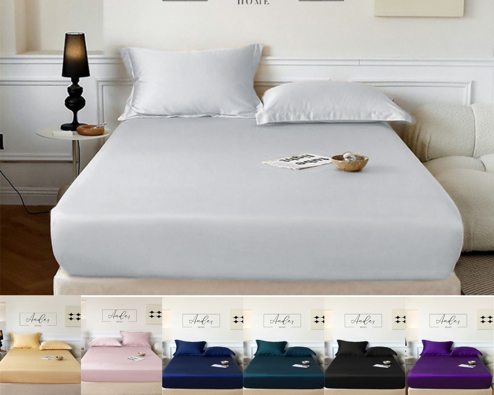 Ramesses Casablanca Premium Silken Touch Satin Fitted Sheet Set And Pillowcase - Ander Home