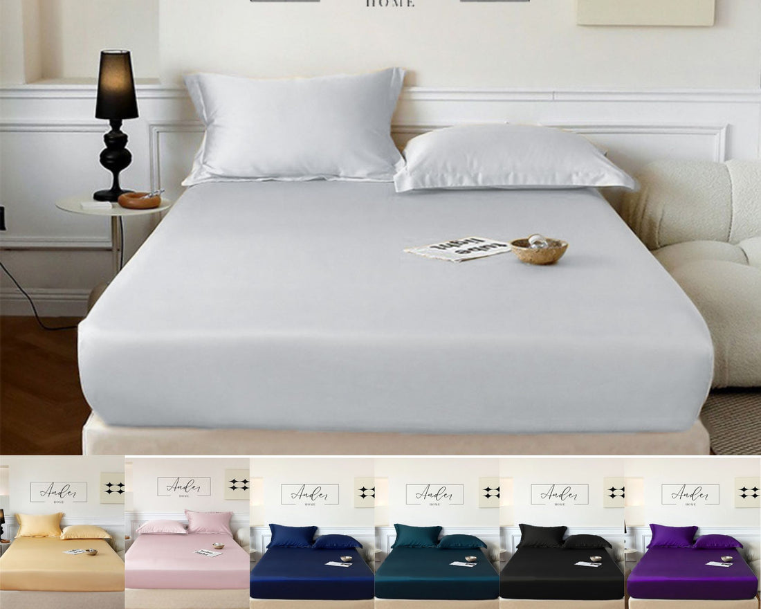 Ramesses Casablanca Premium Silken Touch Satin Fitted Sheet Set And Pillowcase - Ander Home